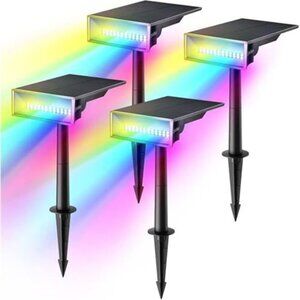 Solar Outdoor Lights Color Changing LED Garden Yard Pathway Landscape Spotlight